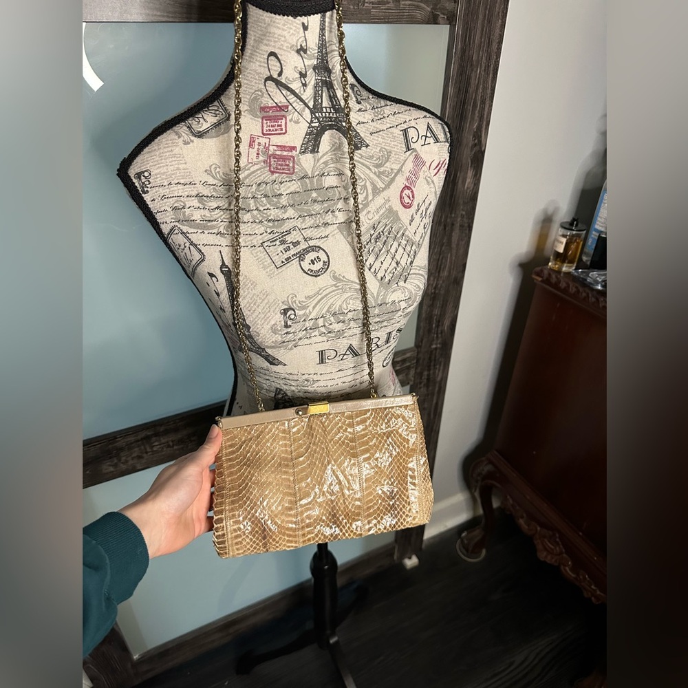 Luxurious Gold Snake Skin Bag